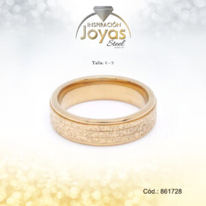Anillo - Acero - Forma De Aro De Matrimonio - Dorado - Escarchado  T: 6 - 86172860
