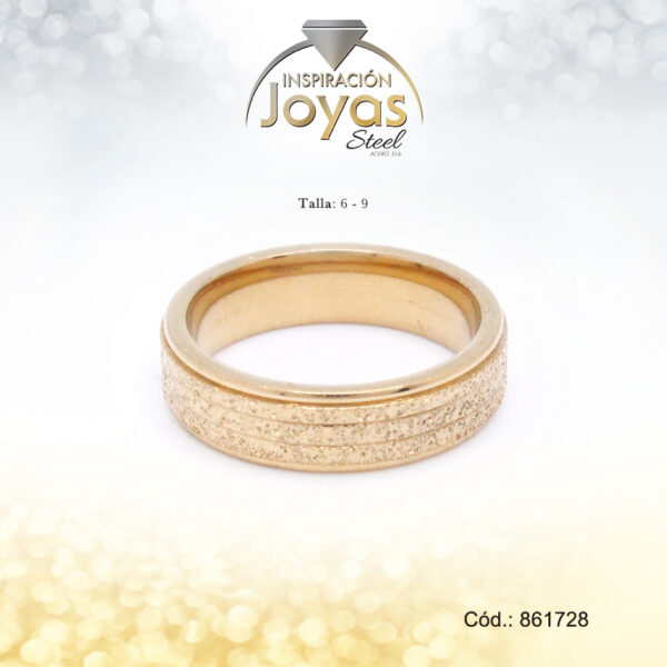 Anillo - Acero - Forma De Aro De Matrimonio - Dorado - Escarchado  T: 6 - 86172860