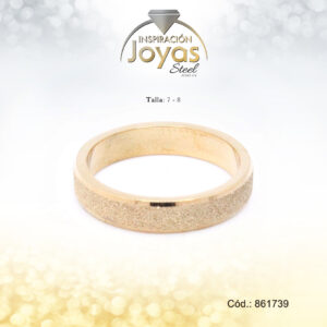 Anillo - Acero - Forma De Aro De Matrimonio - Dorado - Escarchado  T: 7 - 86173970