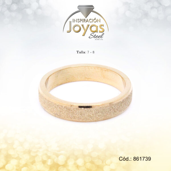 Anillo - Acero - Forma De Aro De Matrimonio - Dorado - Escarchado  T: 7 - 86173970