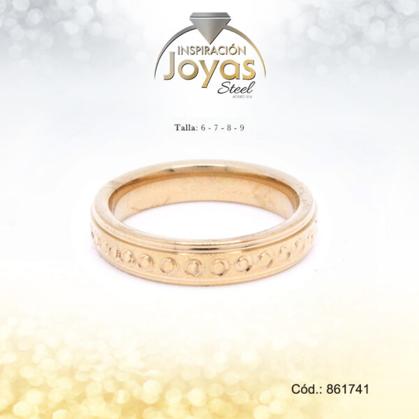 Anillo - Acero - Forma De Aro De Matrimonio - Dorado - Repuje  T: 7 - 86174170