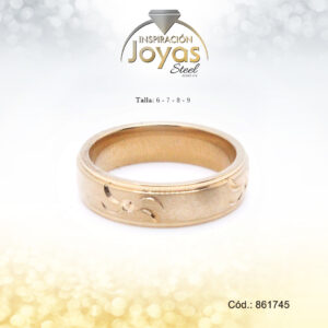 Anillo - Acero - Forma De Aro De Matrimonio - Dorado - Repuje  T: 6 - 86174560