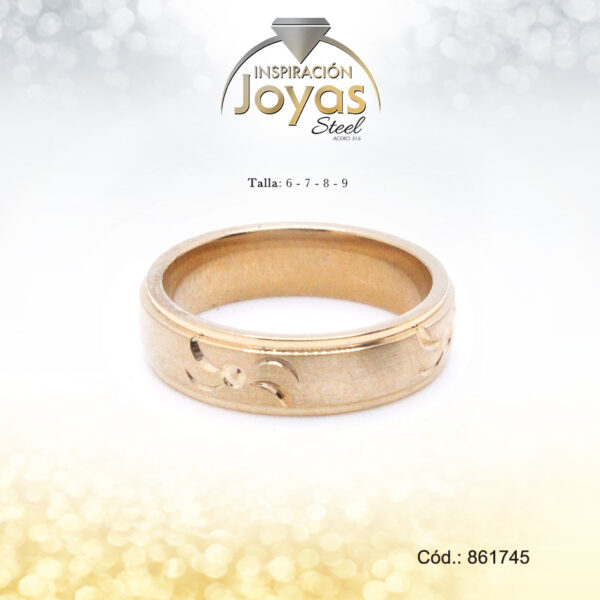 Anillo - Acero - Forma De Aro De Matrimonio - Dorado - Repuje  T: 8 - 86174580
