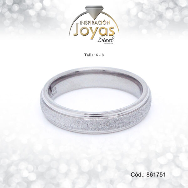 Anillo - Acero - Aro De Matrimonio - Plateado - Escarchado   T: 8 - 86175180