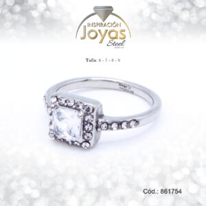 Anillo - Acero - Forma De Solitario - Plateado - Circon Blanco T: 7 - 86175470