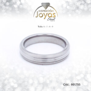 Anillo - Acero - Forma De Aro De Matrimonio - Plateado - Repuje  T: 9 - 86175590