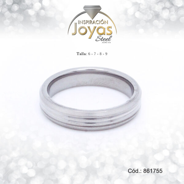 Anillo - Acero - Forma De Aro De Matrimonio - Plateado - Repuje  T: 9 - 86175590