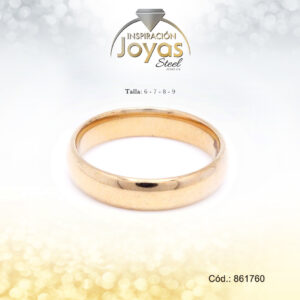 Anillo Acero Dorado Liso T: 9 - 86176090
