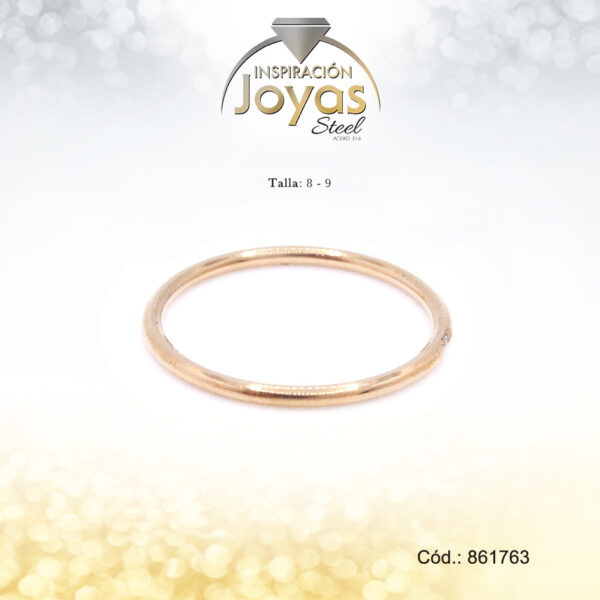 Anillo - Acero - Forma De Aro - Dorado - Circon Blanco T: 9 - 86176390