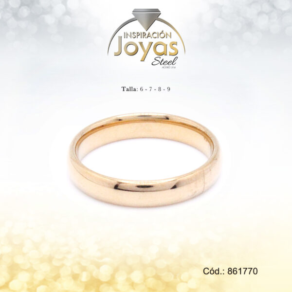 Anillo - Acero - Forma De Aro De Matrimonio - Dorado - Escarchado  T: 9 - 86177060