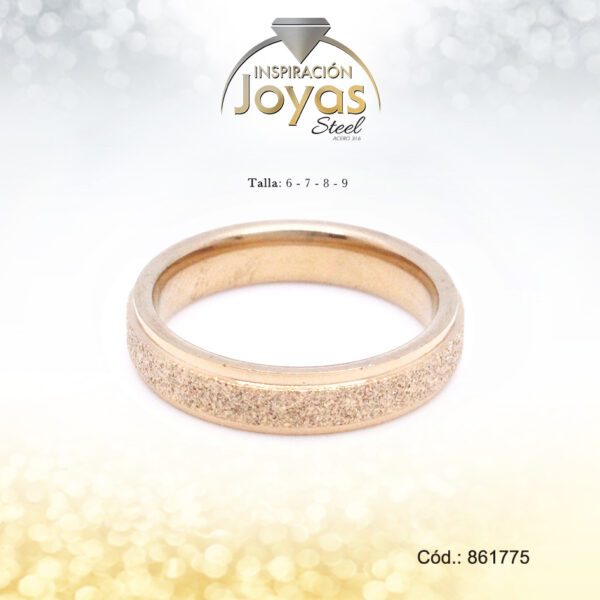 Anillo - Acero - Forma De Aro De Matrimonio - Dorado - Escarchado/Repuje  T: 6 - 86177560