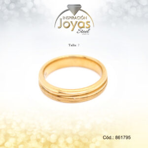 Anillo Acero Dorado Liso T: 7 - 86179570