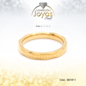 Anillo Acero Dorado Liso Repuje Orilla T: 7 - 86181170