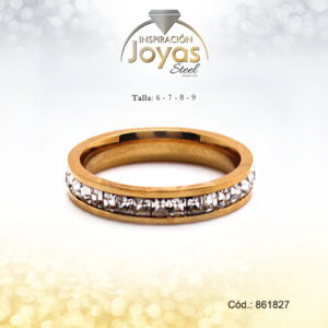 Anillo - Acero - Cintillo - Dorado - Circon Blanco T: 7 - 86182770
