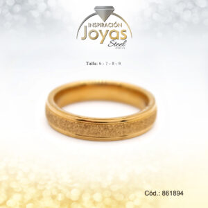 Anillo - Acero - Aro De Matrimonio - Dorado - Escarchado   T: 9 - 86189490