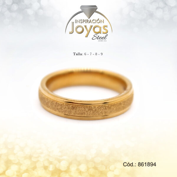 Anillo - Acero - Aro De Matrimonio - Dorado - Escarchado   T: 6 - 86189460