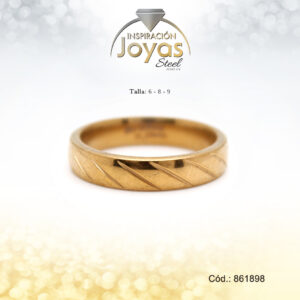 Anillo - Acero - Aro De Matrimonio - Dorado - Repuje    T: 8 - 86189880