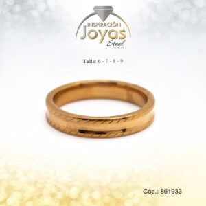 Anillo - Acero - Forma De Aro - Dorado - Liso - Repujes  T: 7 - 86193370