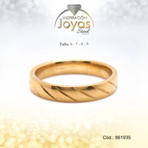 Anillo - Acero - Forma De Aro - Dorado - Liso - Repujes - T: 9 - 86193590