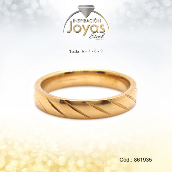 Anillo - Acero - Forma De Aro - Dorado - Liso - Repujes - T: 9 - 86193590