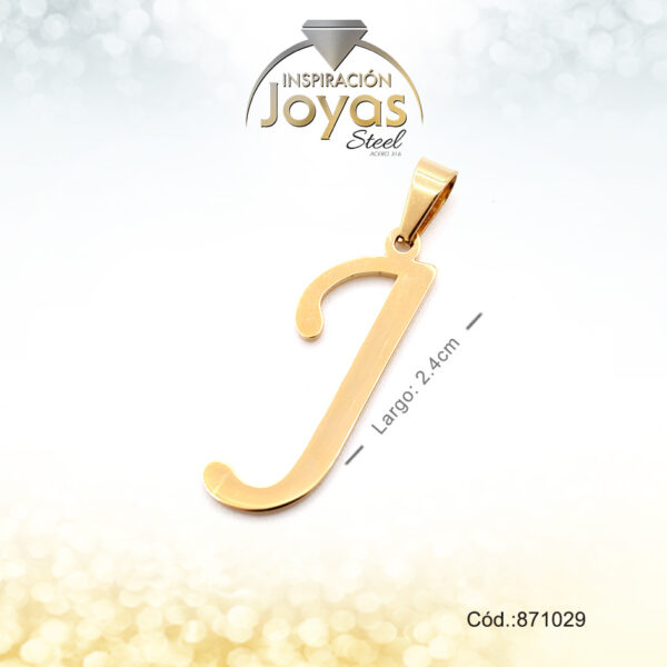 Dije - Acero - Letra J - Grande - Dorado - Liso   D: 1Cm - 871029