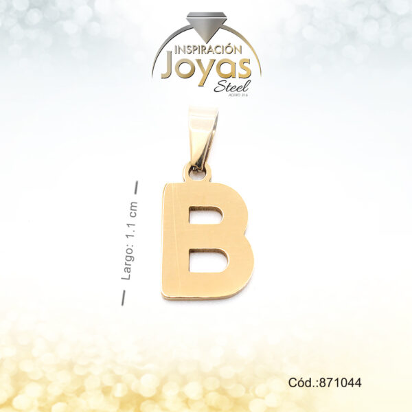 Dije - Acero - Letra B - Mediana - Dorado - Liso   D: 1,1Cm - 871044