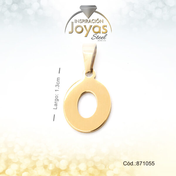 Dije - Acero - Letra O - Mediana - Dorado - Liso   D: 1,3Cm - 871055