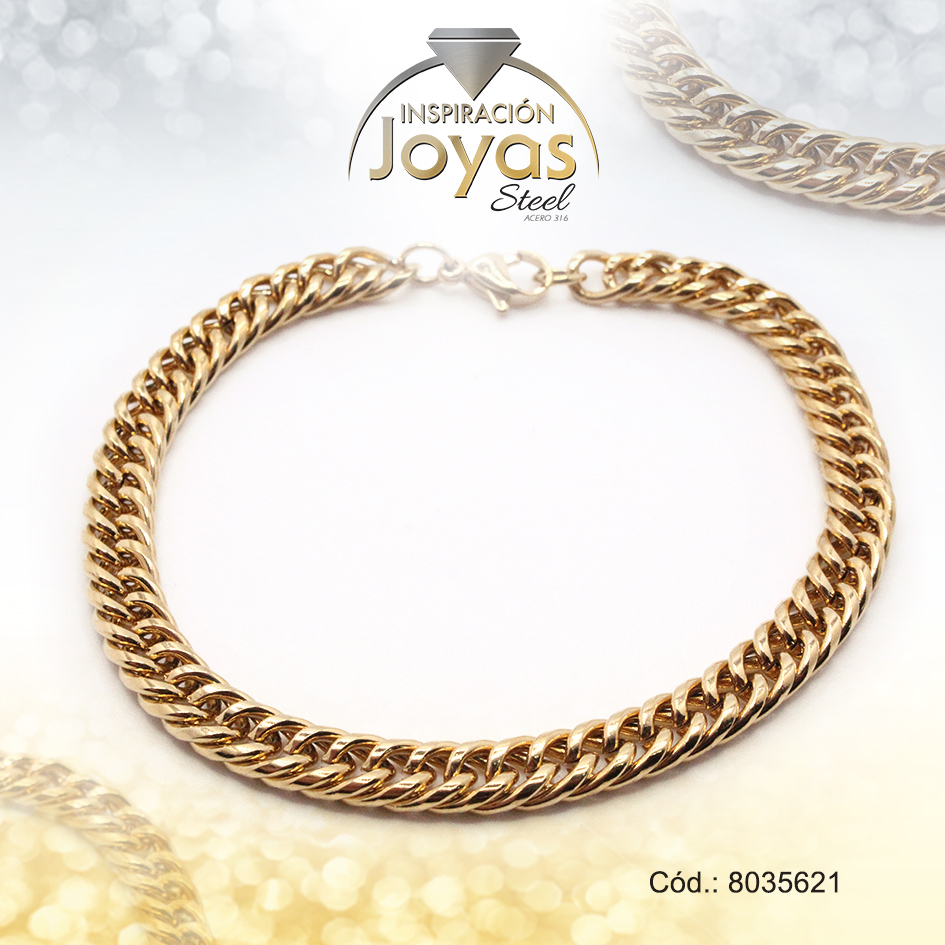 Pulsera de Acero Caballero Dorado Sin Placa Medida 21 cm - 8035621