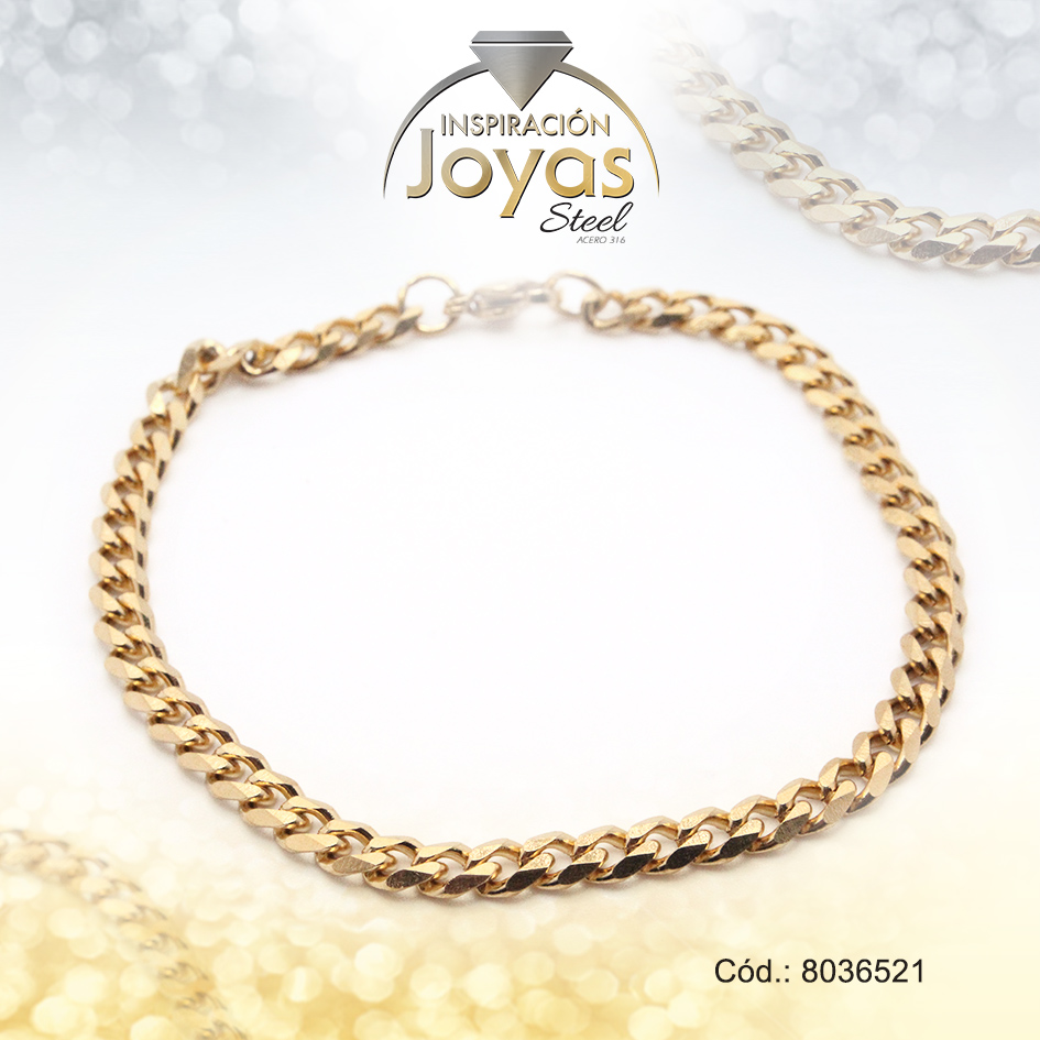 Pulsera de Acero Caballero Dorado Sin Placa Medida 21 cm - 8036521