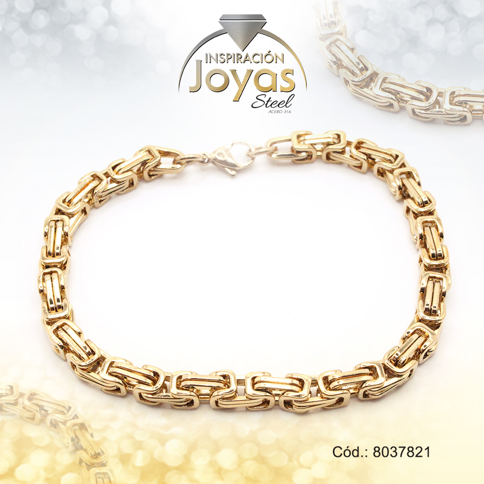 Pulsera de Acero Caballero Dorado Sin Placa Medida 21 cm - 8037821