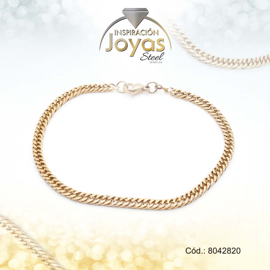 Pulsera de Acero Caballero Dorado Sin Placa Medida 20 cm - 8042820