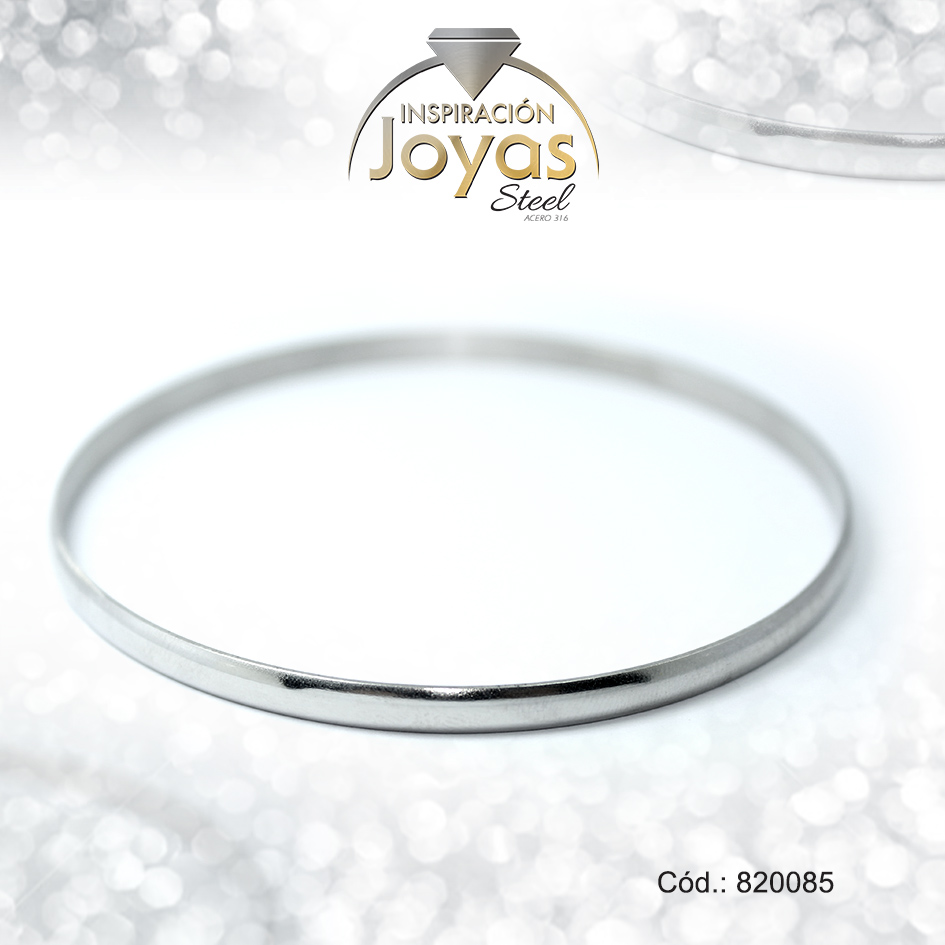 Pulsera de Acero Brazalete Plateado Redondo - 820085