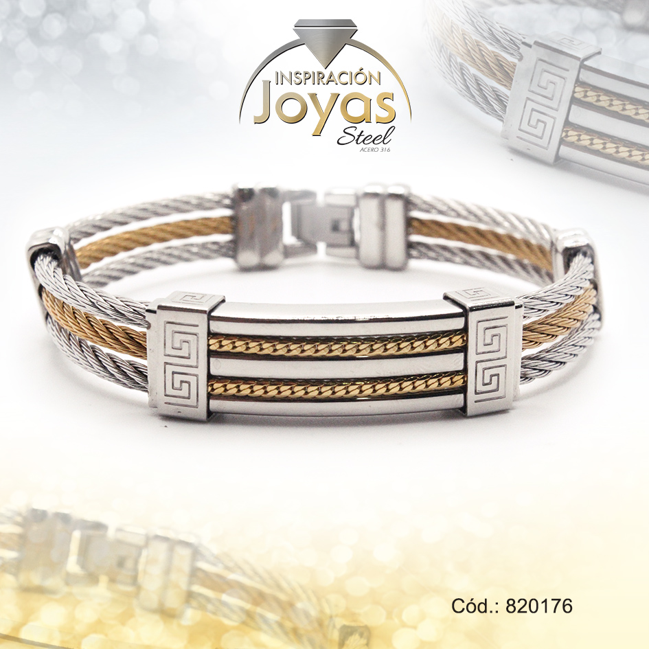 Pulsera de Acero Caballero 2 Tonos Sin Placa - 820176