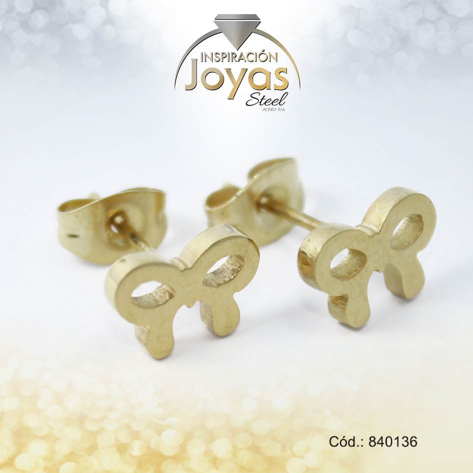 Zarcillo de Acero Variado Dorado Lazo - 840136