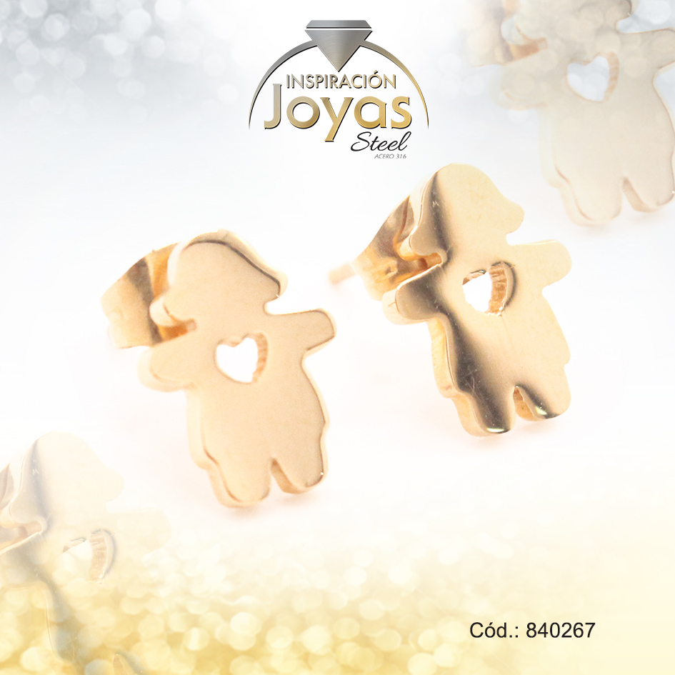 Zarcillo de Acero Variado Dorado Niño - 840267