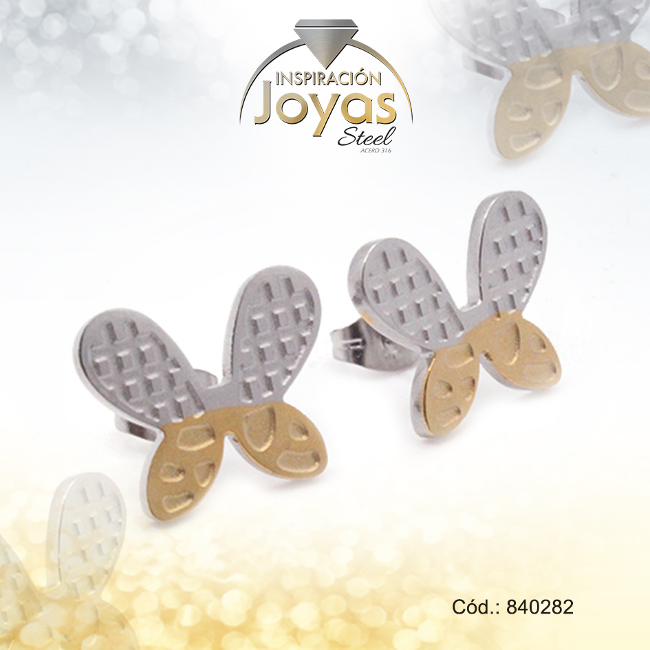 Zarcillo de Acero Variado 2 Tonos Mariposa - 840282