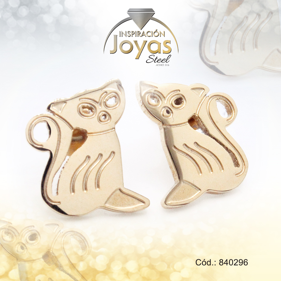 Zarcillo de Acero Variado Dorado Gato - 840296