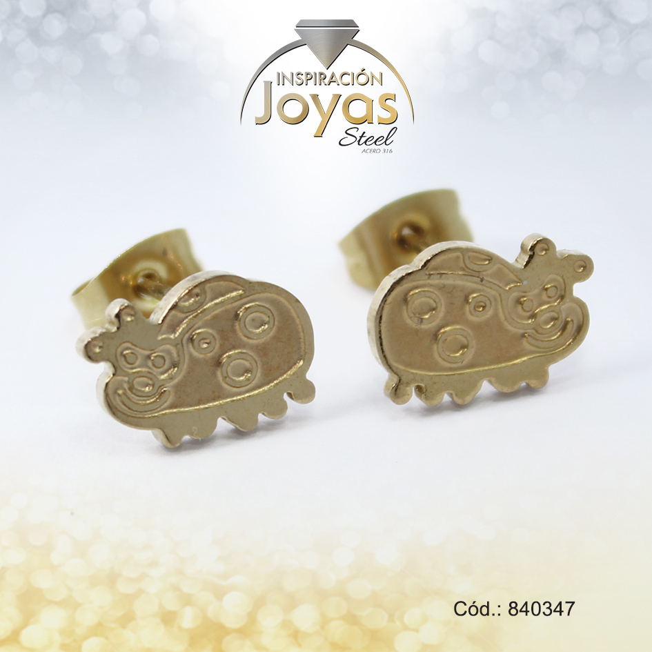 Zarcillo de Acero Variado Dorado Coquito - 840347