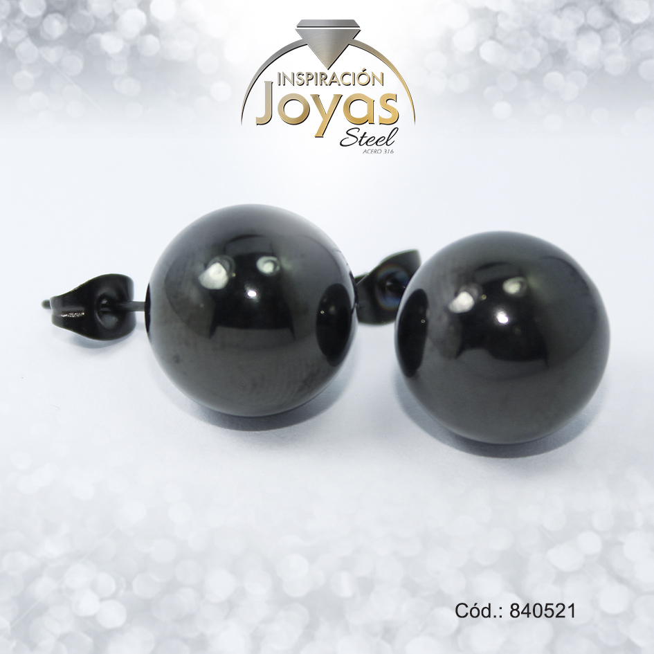 Zarcillo de Acero Esfera Negro Esfera - 840521