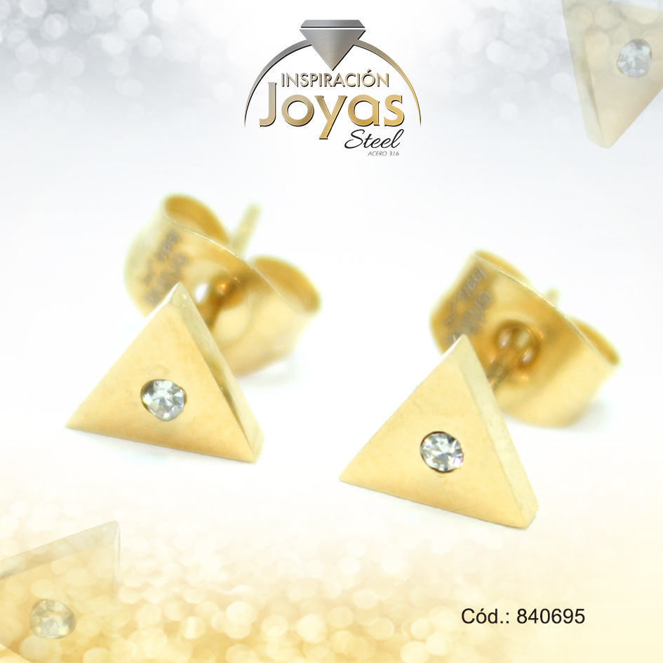 Zarcillo de Acero - Aleación Circón - Dorado - Triángulo - 840695