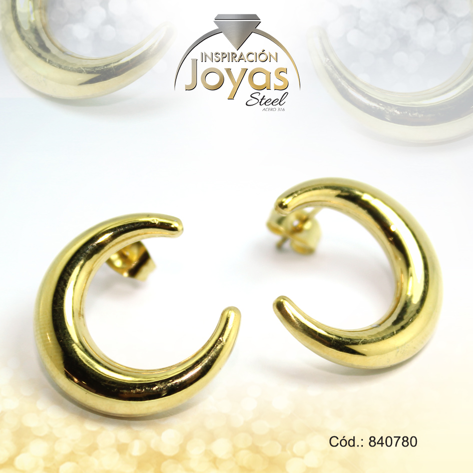 Zarcillo de Acero Variado Dorado Luna - 840780