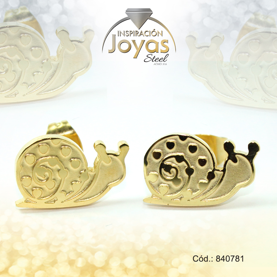 Zarcillo de Acero Variado Dorado Oruga - 840781