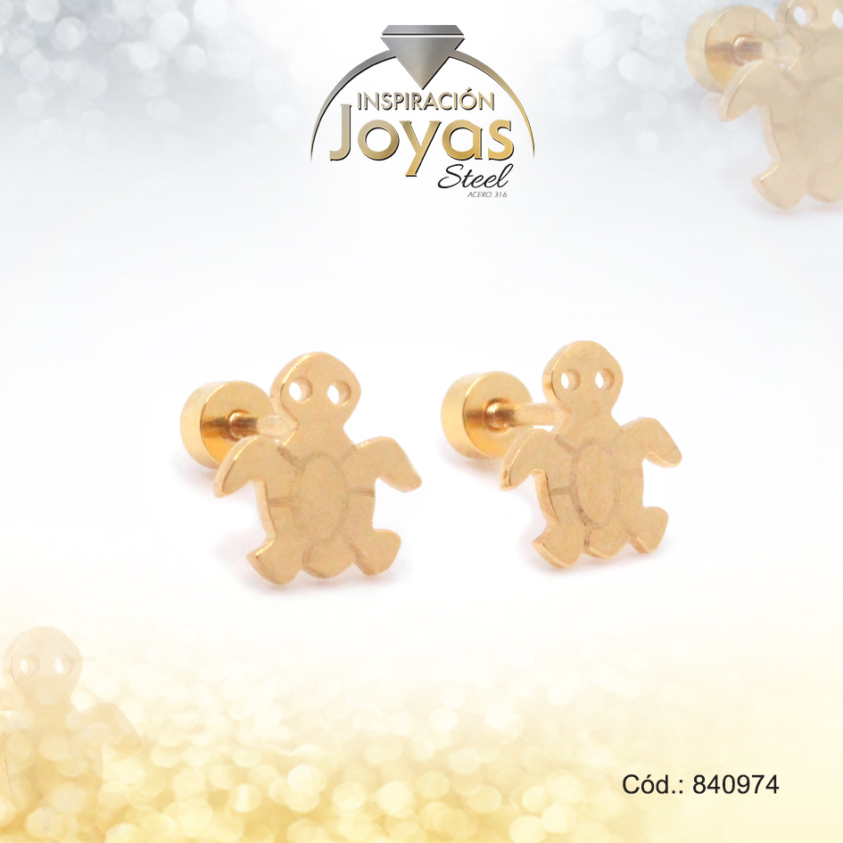 Zarcillo de Acero - Bebé - Dorado - Tortuga - 840974
