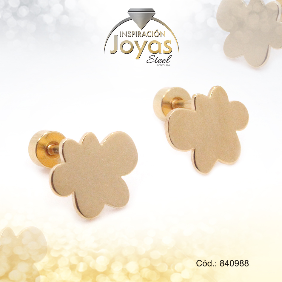 Zarcillo de Acero - Bebé - Dorado - Mariposa - 840988