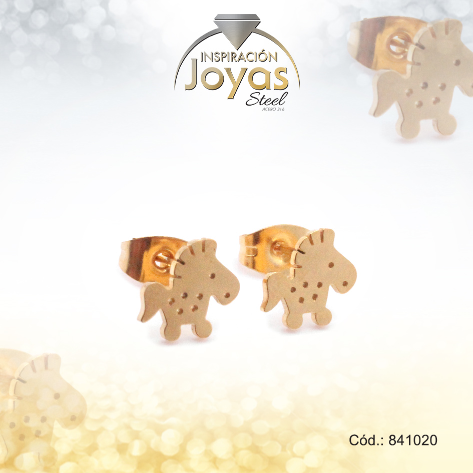 Zarcillo de Acero Variado Dorado Pony - 841020