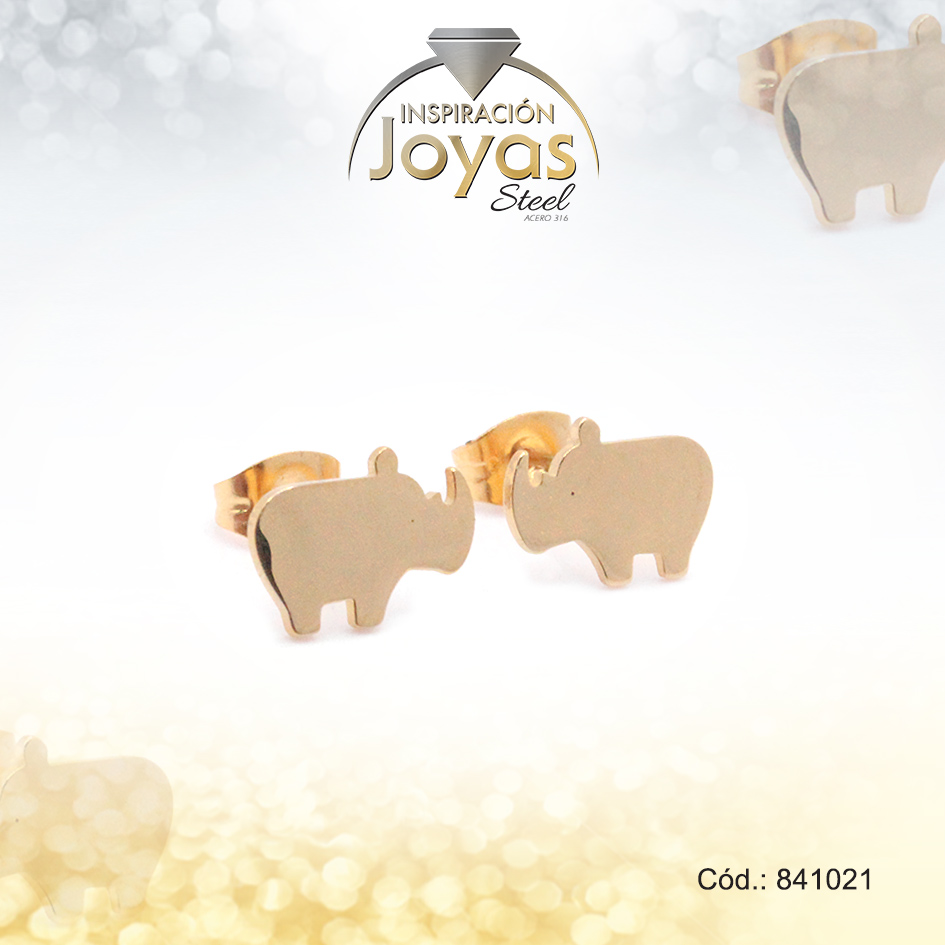 Zarcillo de Acero Variado Dorado Elefante - 841021