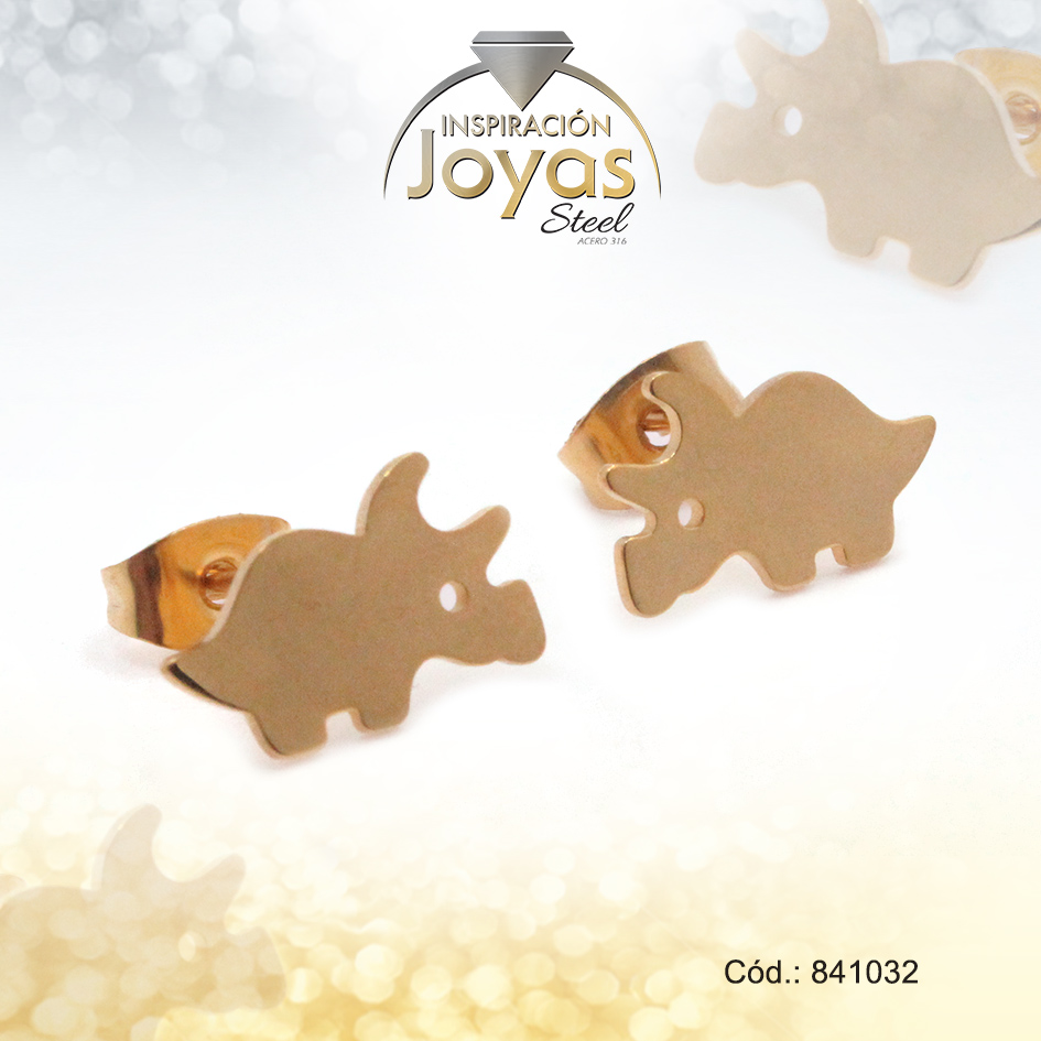 Zarcillo de Acero Variado Dorado Rinoceronte - 841032