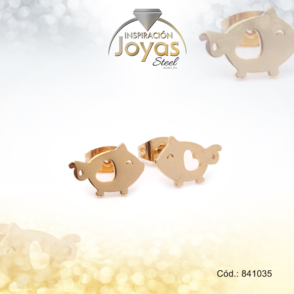 Zarcillo de Acero Variado Dorado Tortuga - 841035