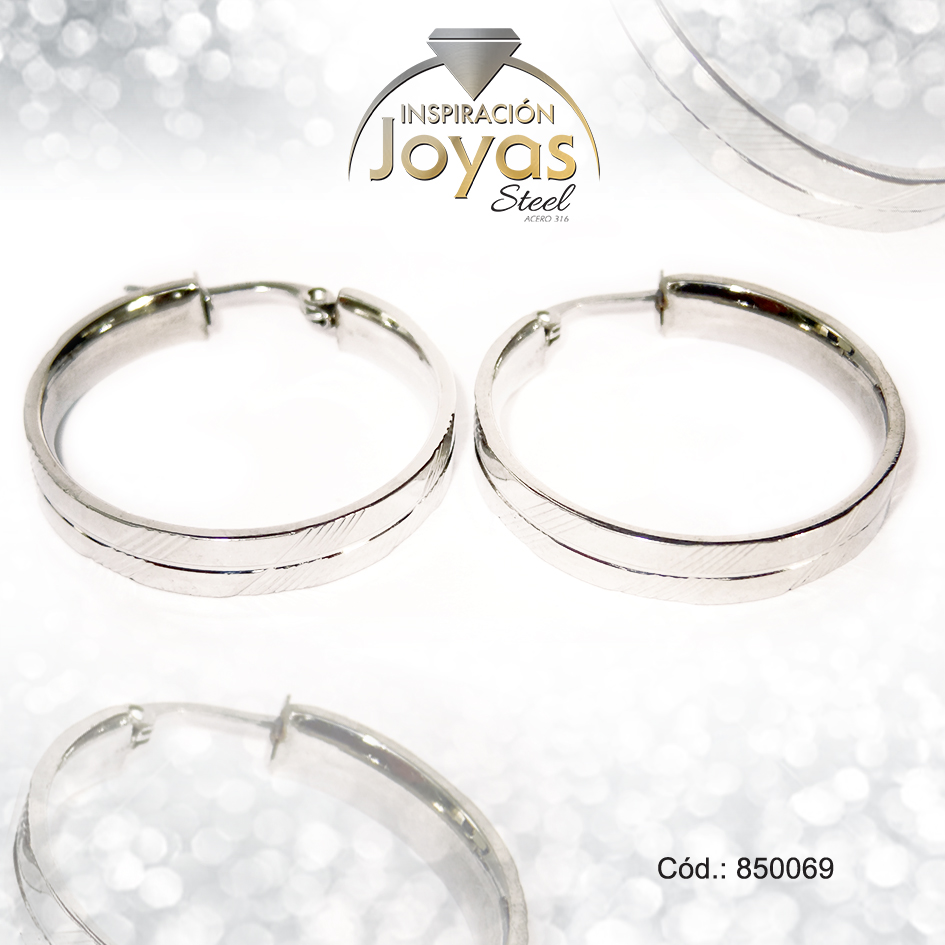 Argolla de Acero Variado Plateado Círculo - 850069
