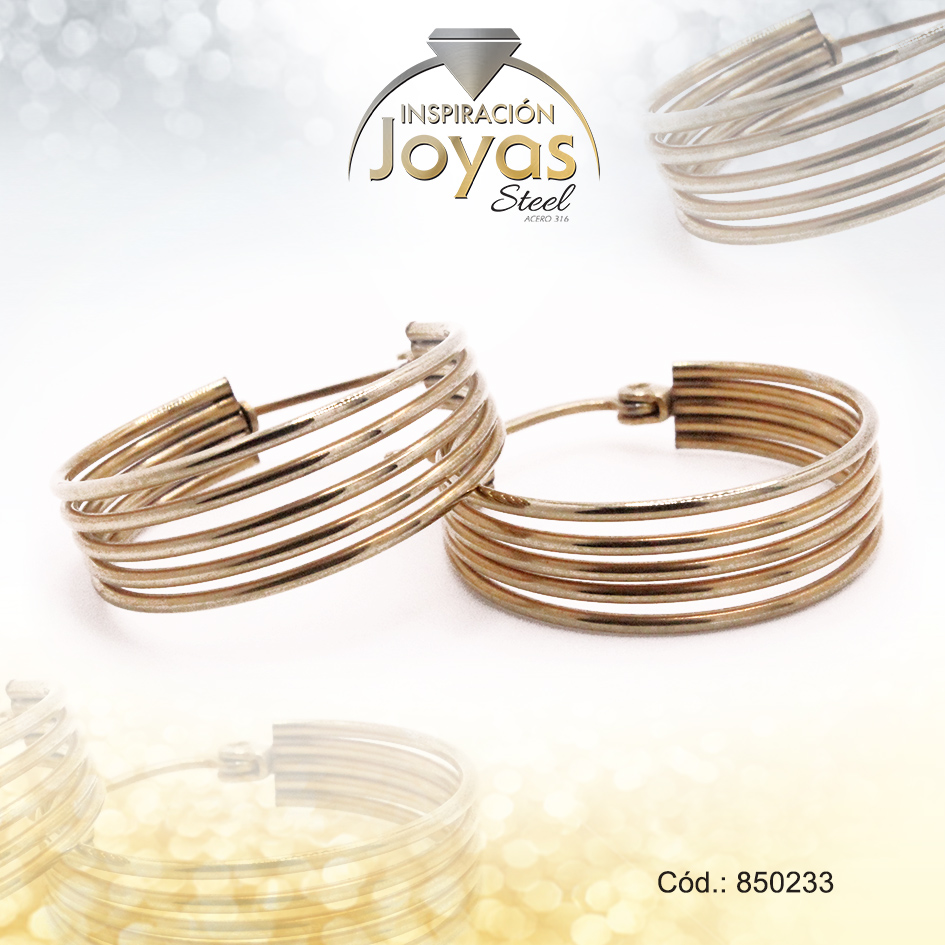 Argolla de Acero Variado Dorado Círculo - 850233
